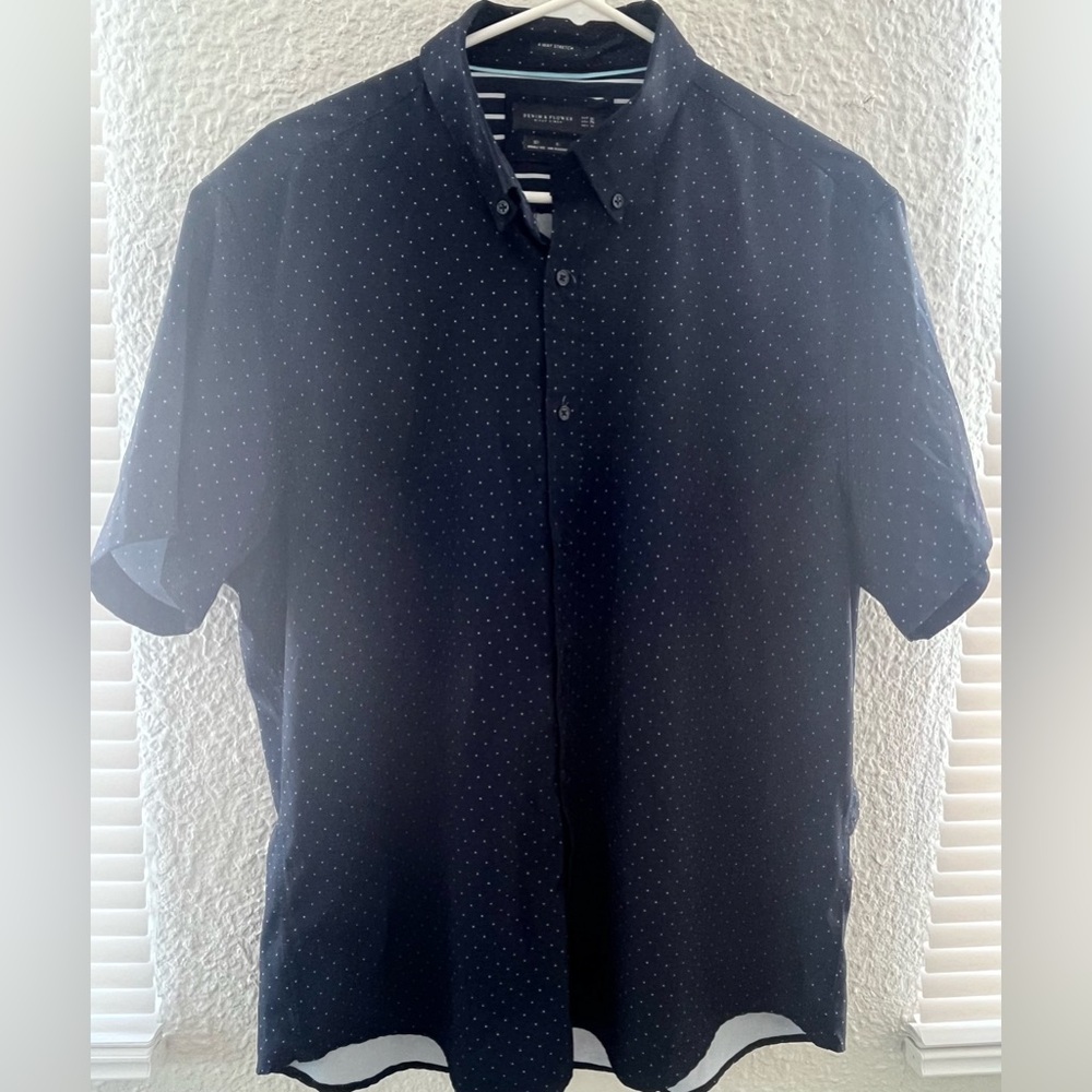 Denim & Flower Ricky Singh Men's Shirt Button Short Sleeve Blue Size XL.